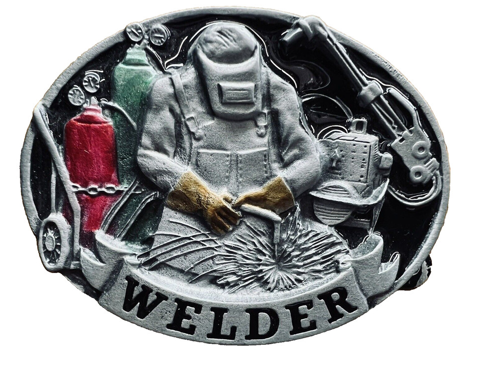 Welder buckle. Made In USA(3”-”2 1/2” )Fit for 1-1/2” Wider belt, Solid Pewter