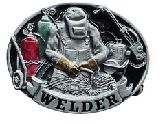 Welder buckle. Made In USA(3”-”2 1/2” )Fit for 1-1/2” Wider belt, Solid Pewter