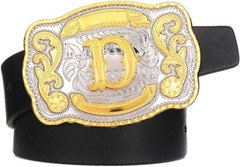 Initial Letters ABCDJST to Z Cowboy Rodeo Unisex Fashion Large Gold Belt Buckles