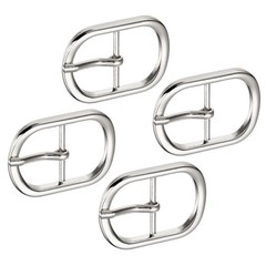 4Pcs 0.94&Prime; Single Prong Belt Buckle DIY Oval Center Bar Buckle Silver