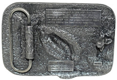 1982 Siskiyou USA Pewter & Enamel Belt Buckle Trout Fishing