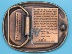 VTG 80s Burdick Kansas 1987 Centennial Commemorative Western Belt Buckle