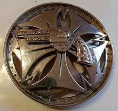 SPINNER BELT BUCKLE METAL PREOWNED COWBOY BLING CHROME