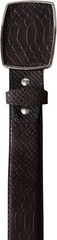 Genuine Leather Python Snakeskin Print Western Belt with Removable Buckle- Brown
