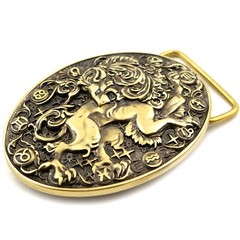 Leo belt buckle, Lion Horoscope Astrological Zodiac Sign solid brass buckle