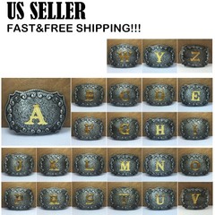 Zinc Alloy Letter Belt Buckle W/ 26 Letters Western Denim Pattern Belt Buckle