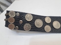 VTG ARGENTINIAN GAUCHO COWBOY MOTORCYCLE KIDNEY LEATHER HORSE COIN BELT 34-38 In