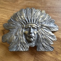 vintage 1970s belt buckle CHIEF native american INDIAN HEAD cowboy WESTERN brass