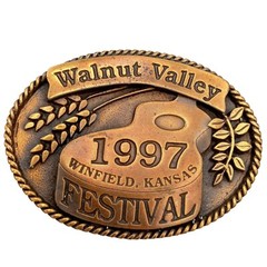 Guitar Belt Buckle 1997 Music Festival Bluegrass Walnut Valley Winfield KS Music