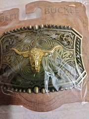 Western Rodeo, Bull Riding with 3-D Bull or Steer metal belt Buckle, New! #2