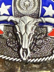 vintage Western belt buckle LONGHORN engraved WESTERN cowboy steer Rodeo