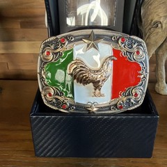 Mexican Flag Charro Cowboy Belt Buckle Hebilla Vaquera Made In Mexico