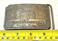 Vintage Antique Tiffany Solid Brass Relief Cowboy Fancy Belt Buckle