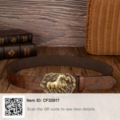 BROWN TWO STYLISH FLYING HORSES WESTERN ALLOY BELT