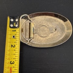 Vintage Locomotive Train Belt Buckle Metal Alloy with Gold-Tone Oval Border