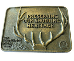 NRA Deer Hunting Belt Buckle Brass Gold Whittington Preserving Mens Unisex