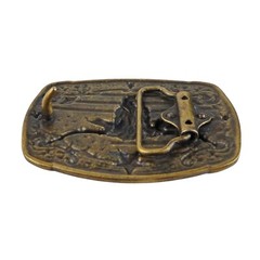American Flag Longhorn Steer Star Belt Buckle Antique Bronze Fits 1.5 inch Belts