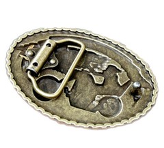 Motorcycle and Wolf Belt Buckle Western Cowboy Cowgirl Motorcyclist (MTWF-01-G)