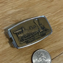 Anson Train Money Clip Holder « Young America 1834 » Steam Engine Silver Tone