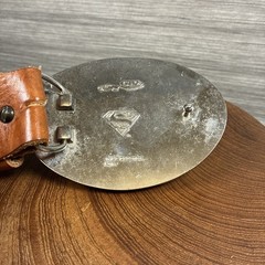 Vintage Superman Logo Oval Buckle GTO DC Comics with WILL Leather Goods Belt 38”