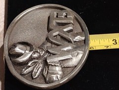 (27)Vintage 1985 Idea Craft Limited Edition Silvertone Belt Buckle WXB 3&Prime;x2.2&Prime;