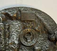 1983 Siskiyou Pewter Horse Belt Buckle Leather Belt Eagle Grain 42/44 Tan USA