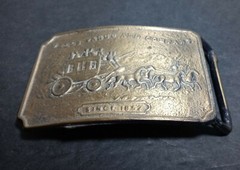 Vintage Brass Western Style Wells Fargo Metal Belt Buckle Stagecoach Horses