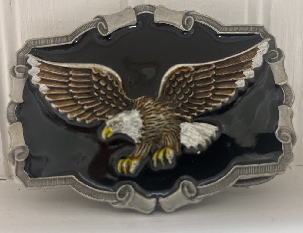 Vintage 1983 Great American Buckle Co. Pure Pewter Bald Eagle Belt Buckle