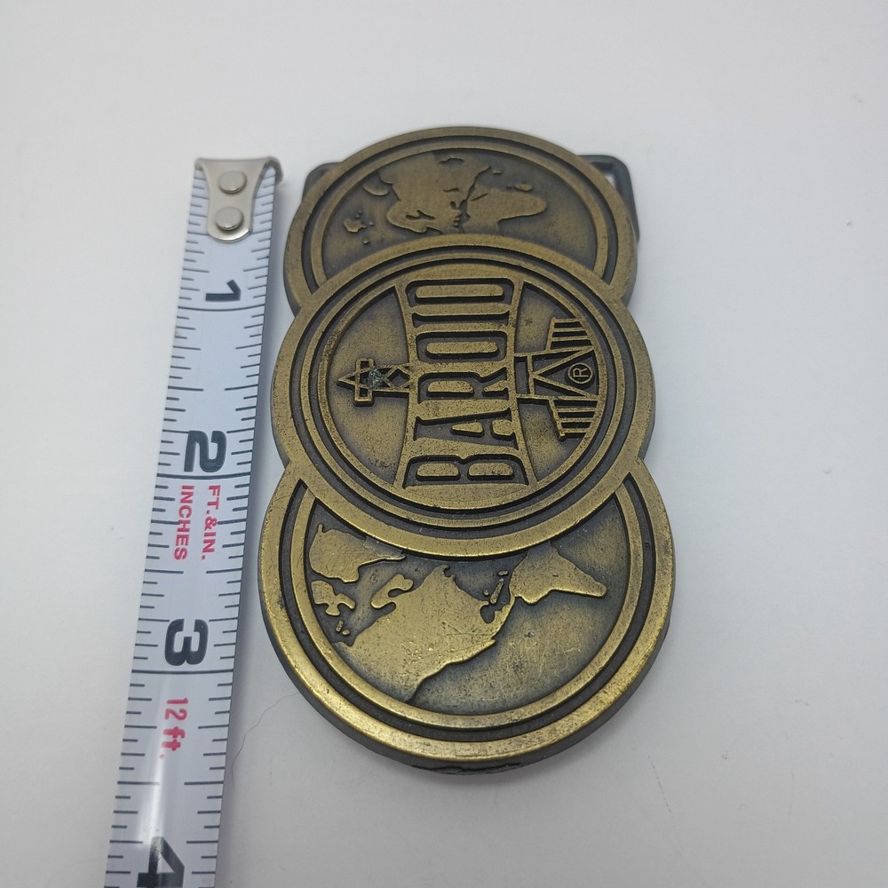 Retro 1980s Baroid Belt Buckle Brass Colored Collectable Advertisement Industry