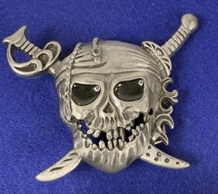 Metal Belt Buckle Pirates of Caribbean Skull & Sword 3.5”
