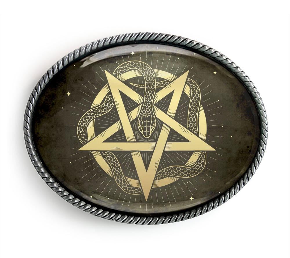 Inverted Pentagram Belt Buckle – Ancient Esoteric Snake Belt Buckle – 617