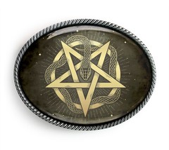 Inverted Pentagram Belt Buckle – Ancient Esoteric Snake Belt Buckle – 617