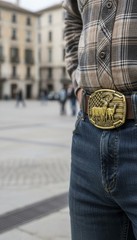 Men Gold Color Metal Belt Buckle Deer Nature Hunter Western Fashion Accessory