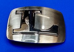 Custom Initial Letter L Silver Tone Outlined Reflective Men Women Belt Buckle