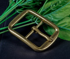 Heavy Brass Classic Center Bar Pin Belt Buckle for Leather Belt Fit 40mm Strap