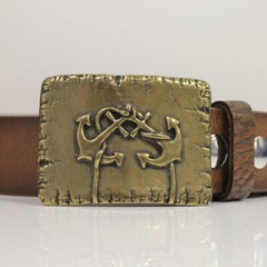 Double Anchor Belt Buckle, Antique Brass Belt Buckle for 4cm Interchangeable Belt