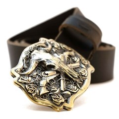 American Bison Buffalo Skull, Longhorn Cattle Buffalo Bison Skull belt buckle,