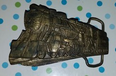 Vintage Train Engine Locomotive Brass Belt Buckle 5321 marked 1322