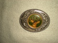 Classic Metal Deer Belt Buckle With Glass Enamel (Inlay Style) 2 1/2&Prime; X 3 1/4&Prime;