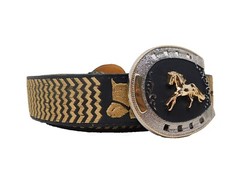 Belt Buckle Golden Horse Sliver,Gold,Black,Metal Rodeo Western