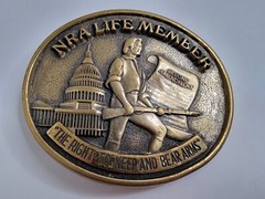 NRA Belt Buckle Large Bronze 2nd Amendment Clasp The Right To Keep And Bear Arms