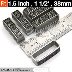 1 Pcs – Loop Stainless Steel Belt Buckle – Patterned Loop Belt Buckle Keeper 1.5