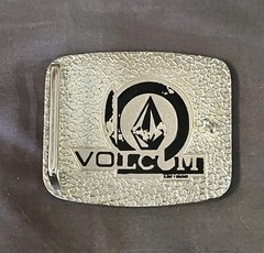 VOLCOM – Black And Silver Stone Emblem Gun Metal Belt Buckle Vintage