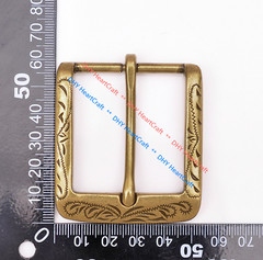 Retro Flower Carved Antique Brass Prong Pin Buckle Men Leather Belt Buckle 40mm