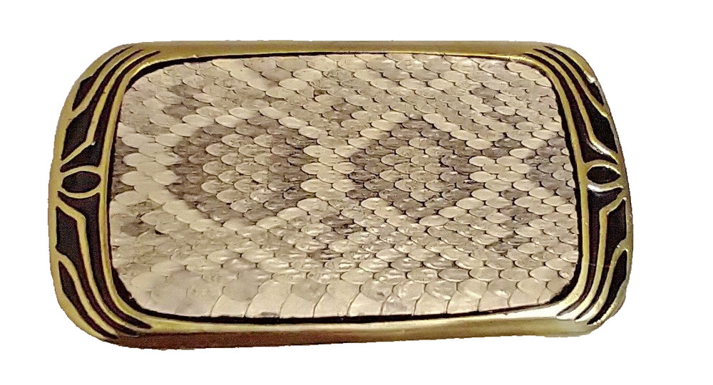 Real Eastern Rattlesnake Snakeskin Insert Belt Buckle made in USA
