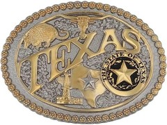 Attitude State Heritage Oval Antiqued Patina Western Belt Buckle