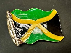 Jamaican Flag Jamaican Pride Silver Green Yellow & Black Patriotic Belt Buckle