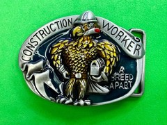 Construction Worker , Rooster Cock A Breed Apart Belt Buckle In New Condition!