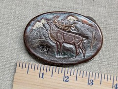 vintage ELK belt buckle TOOLED leather MOOSE handcrafted WESTERN mountains