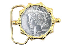 Gold Color REAL 1922 Peace Silver Dollar Belt Buckle EPBB154/62324